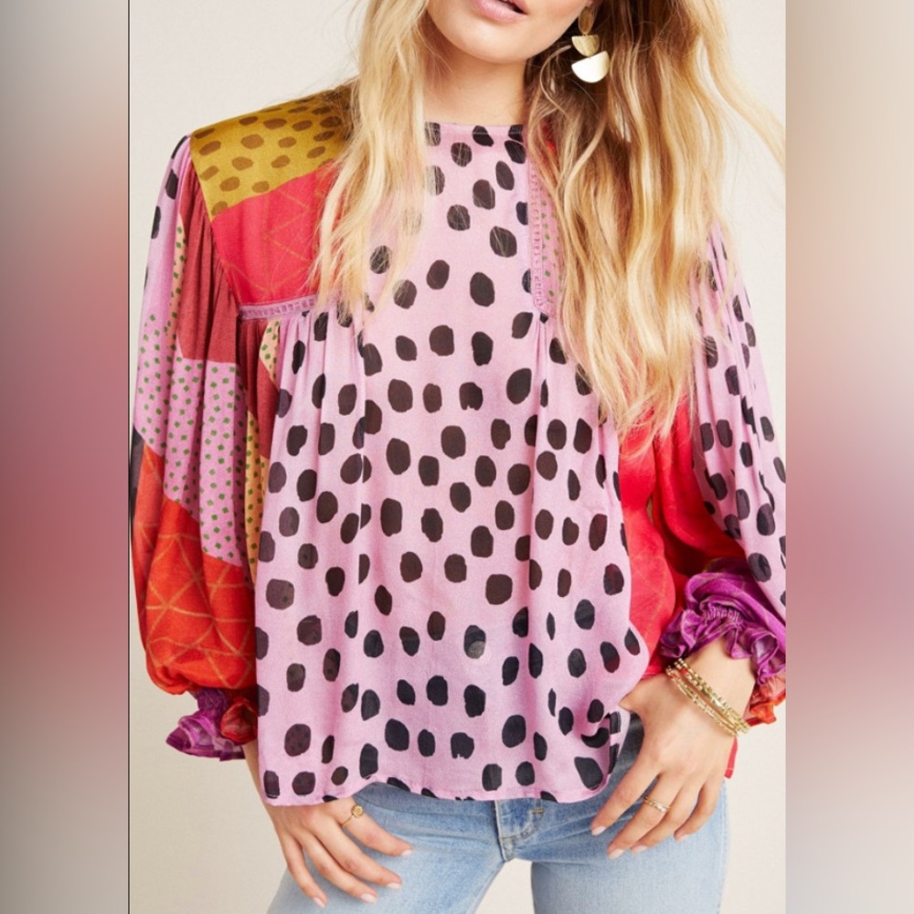 Bl-nk Miranda Peasant Blouse -  Pink - Medium